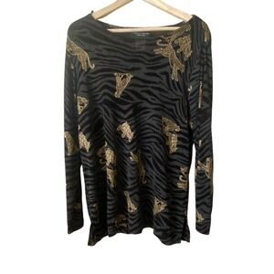 Vintage California Concepts Collection Cheetah Leopard Slinky Stretch Top‎ Sz L